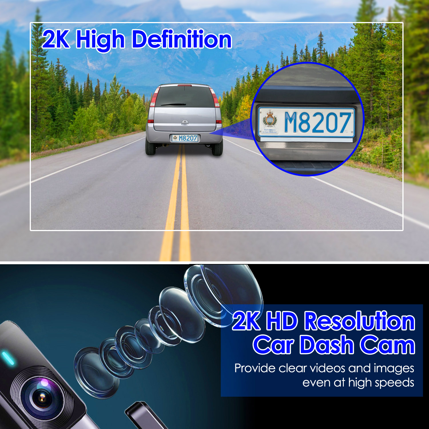 1Pc 2K HD Front Dash Cam For Car With IPS Screen Night Vision Loop Recording Included 32G Storage Card 140 Degree Wide Angle WiFi App Control Front Dashcam - Image 2