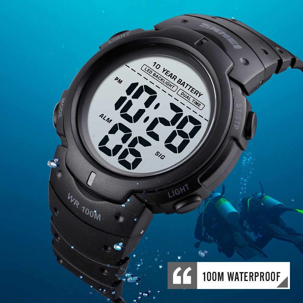 Men's Waterproof Outdoor Sports Multifunctional Luminous Led Electronic Watch - Image 2