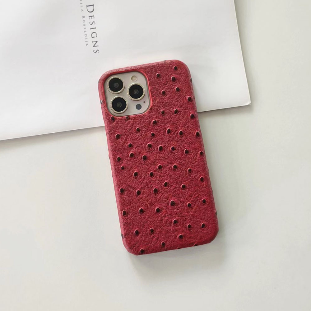 Faux Leather Hard Phone Case With Ostrich Pattern - Image 2