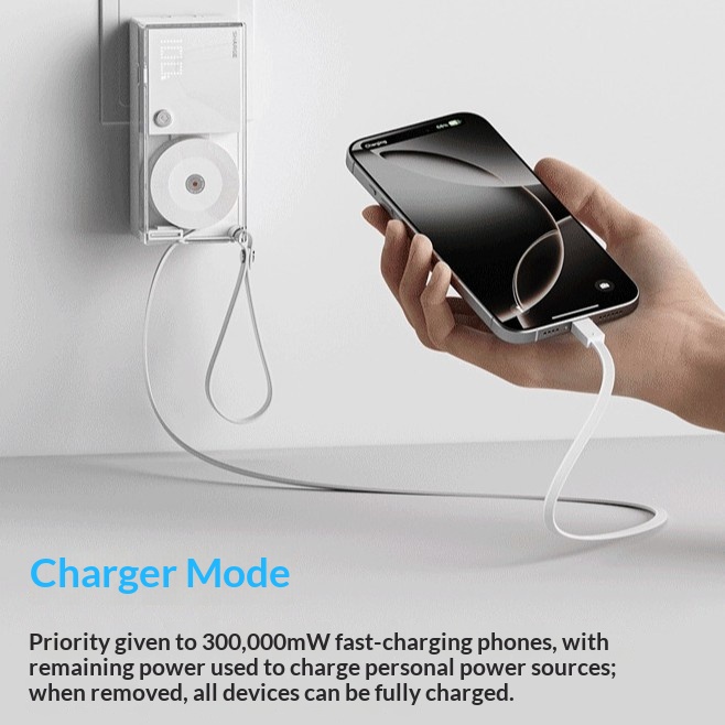 3-in-1 Power Bank With 30W Charging Built-in Plug And Retractable Cable For Fast Charging image 3