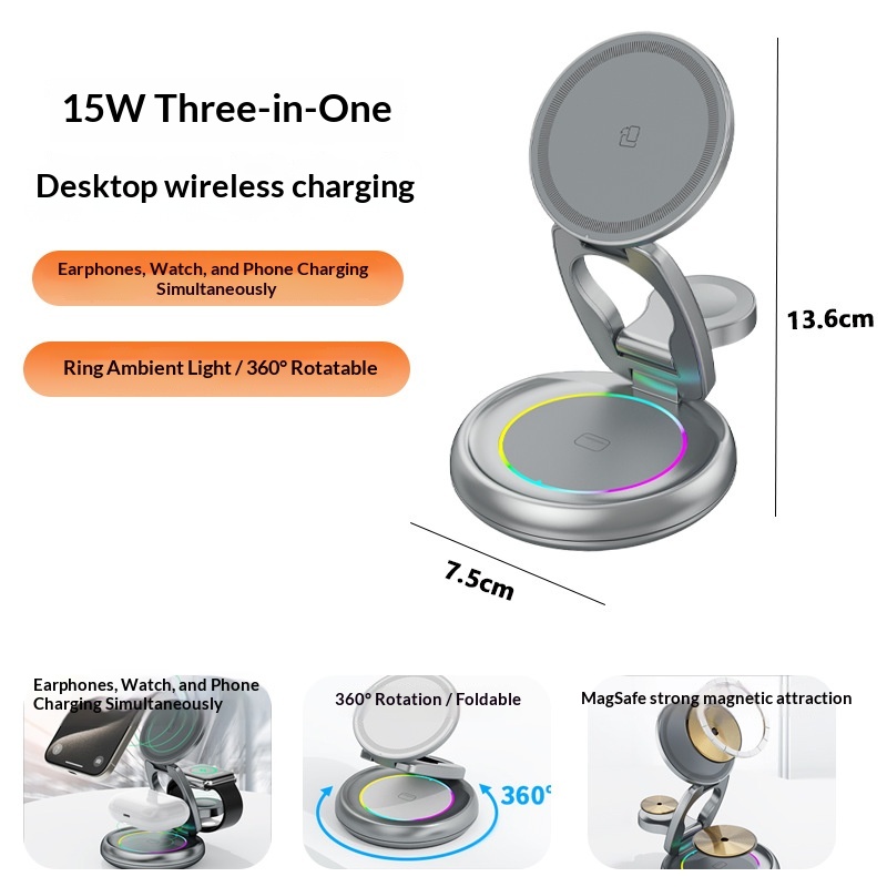 3-in-1 15W Magnetic Wireless Charger image 3