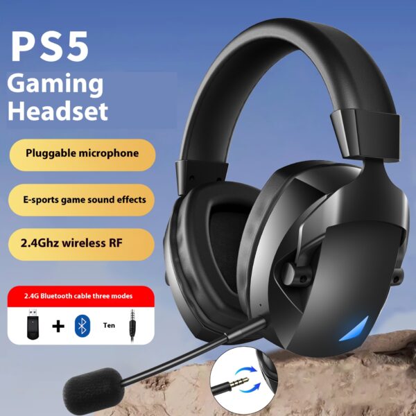 24g Wireless Headset Bluetooth Headset RGB With Transmitter Plug-in Microphone