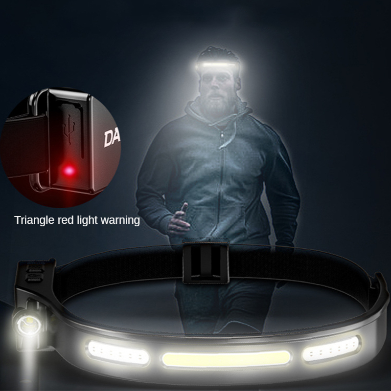 COB LED White Red Light 5 Lighting Modes Headlamp Sensor Headlight With Built In Battery Flashlight USB Rechargeable Torch - Image 2