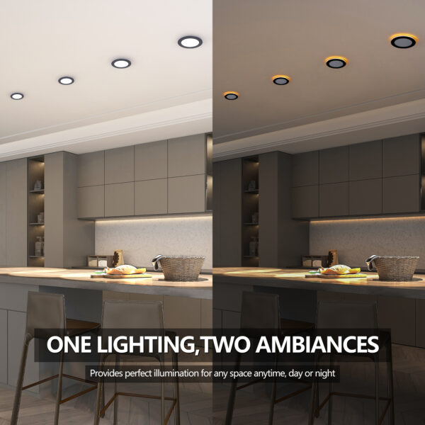 6 Pack 6 Inch Black LED Recessed Light, Dimmable, 2700K-5000K 5CCT, 1200LM High Brightness, 12W 120V ,Suitable For Bedroom,living Room,study Room