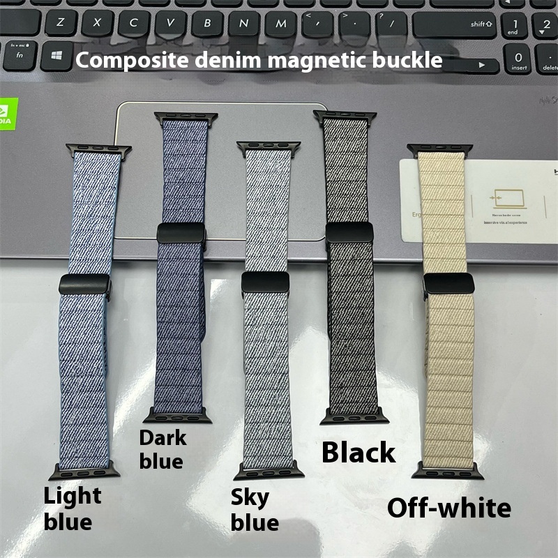 Slim Denim Magnetic Buckle Watch Strap - Image 4