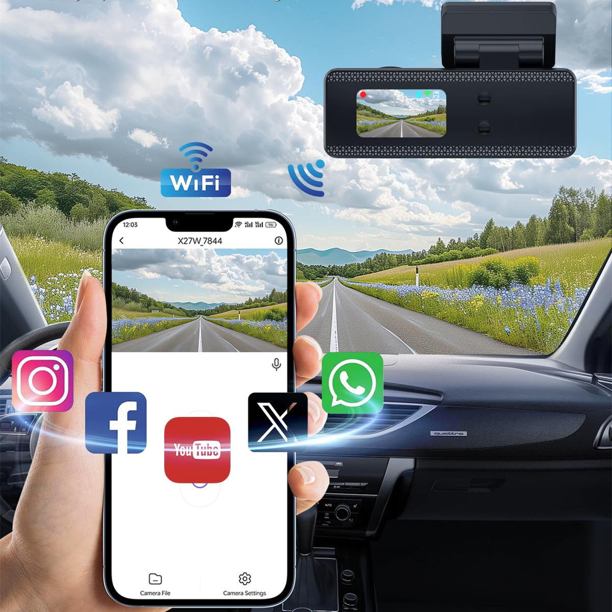 HD WiFi Mobile Phone Interconnection Loop Recording Driving Recorder - Image 3