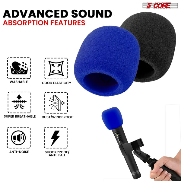 5Core Microphone Cover Soft Foam Mic Windscreen Windproof Sponge For Handheld Mic - Image 3