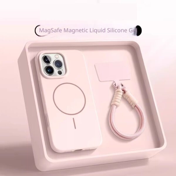 All-inclusive Drop-proof Lanyard Solid-color Magnetic Liquid Silicone Phone Case