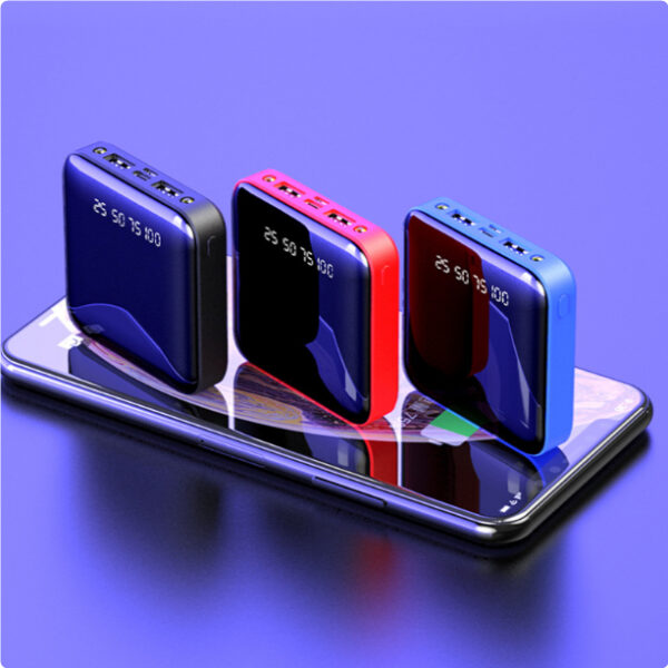 Mini Power Bank 20000 MAh Portable Mirror Digital Display Power Bank