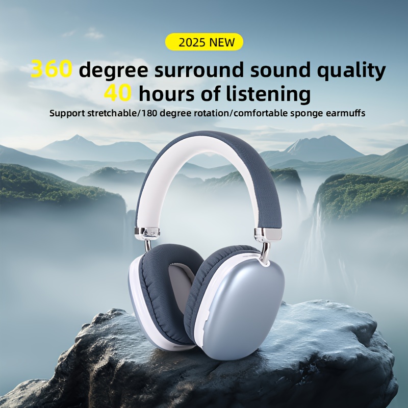 This Bluetooth Headset With A Microphone Offers A 40-hour Playback Time. It Is Retractable, Has High-quality Sound, And Features Soft Memory Ear Cups With Button Control. It Is Suitable For Music - Image 2
