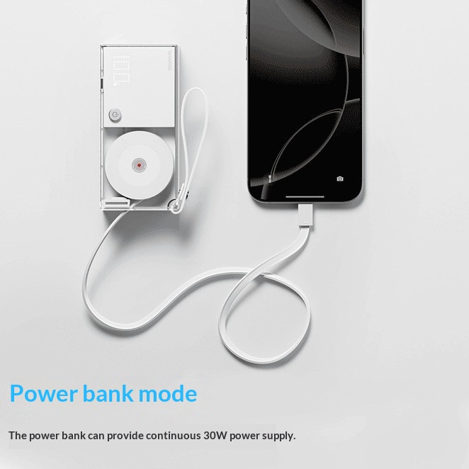3-in-1 Power Bank With 30W Charging Built-in Plug And Retractable Cable For Fast Charging image 4