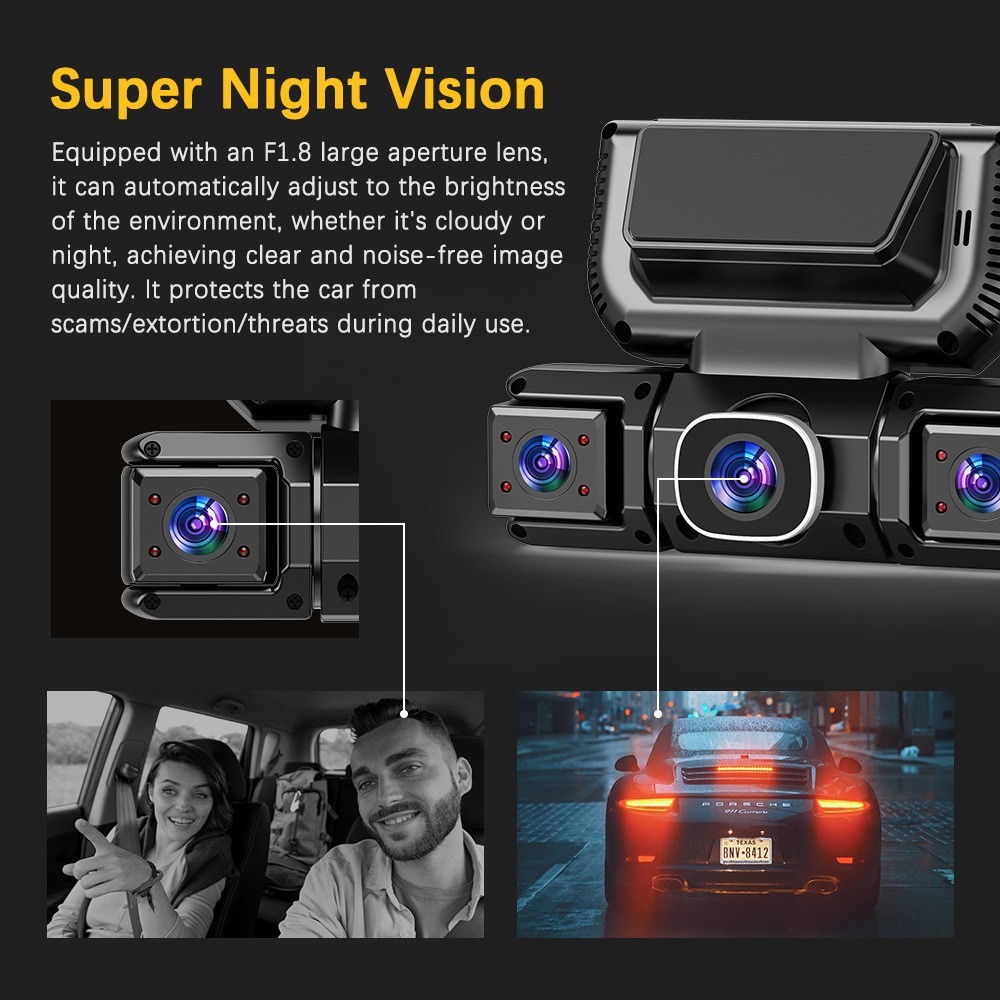 5G WiFi Dash Cam 4 Channel 360 Front Rear Inside DashCam, FHD 1080P Car Camera - Image 2