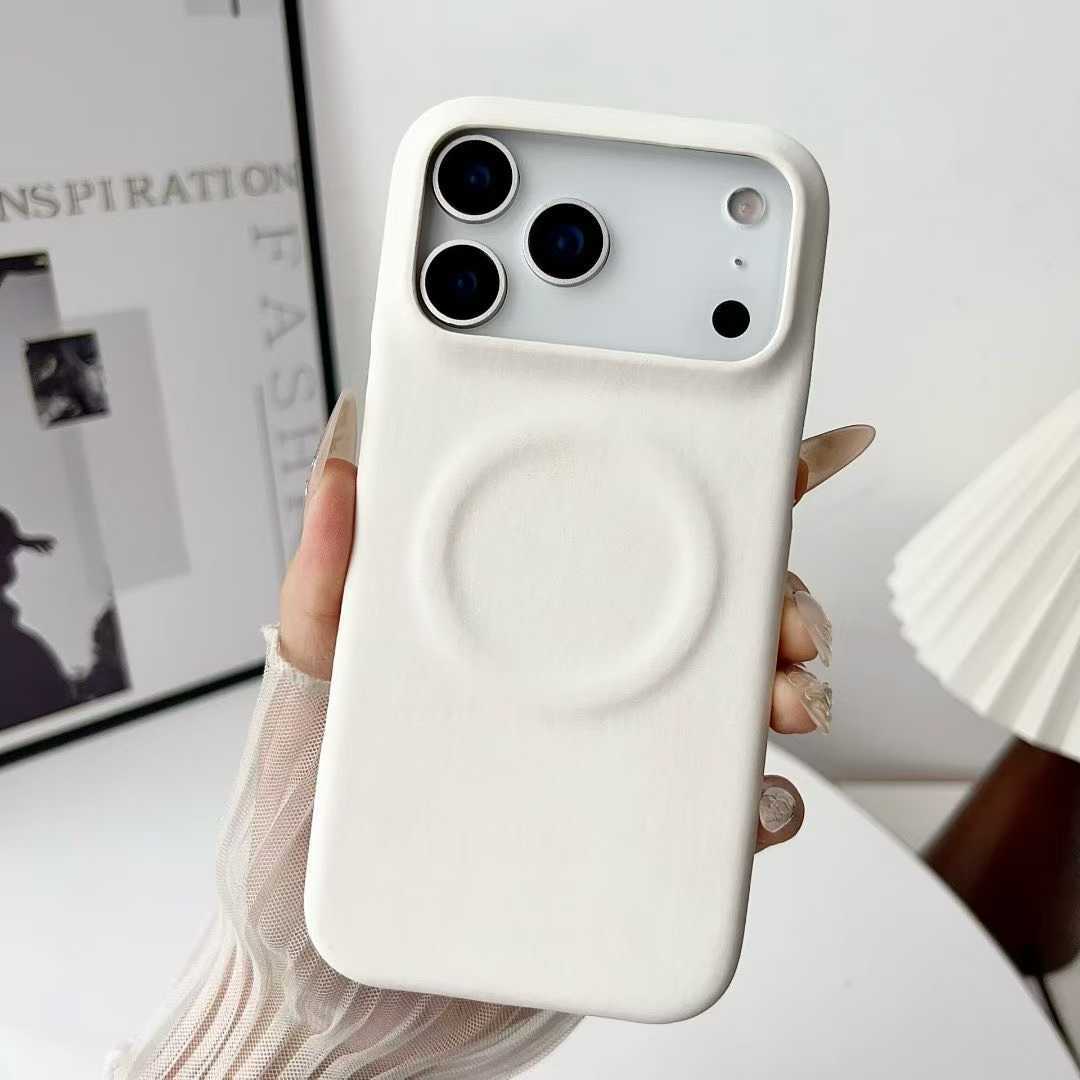 Minimalist Solid-color Skin-feel Sheepskin Magnetic Phone Case - Image 3