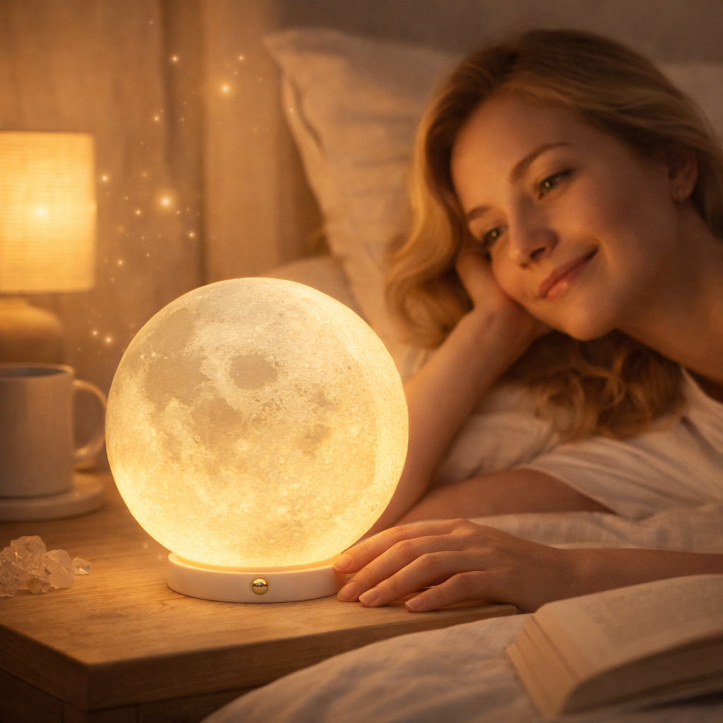 3D Printed Moon Lamp USB Rechargeable Warm Light Realistic Lunar Night Light For Bedroom Decor - Image 3