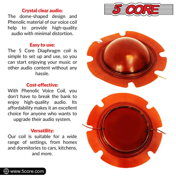 5 Core Replacement Diaphragm 50Pc Titanium Universal 2" Phenolic Compression Driver Horn Voice Coil - DP1 50PCS - Image 3