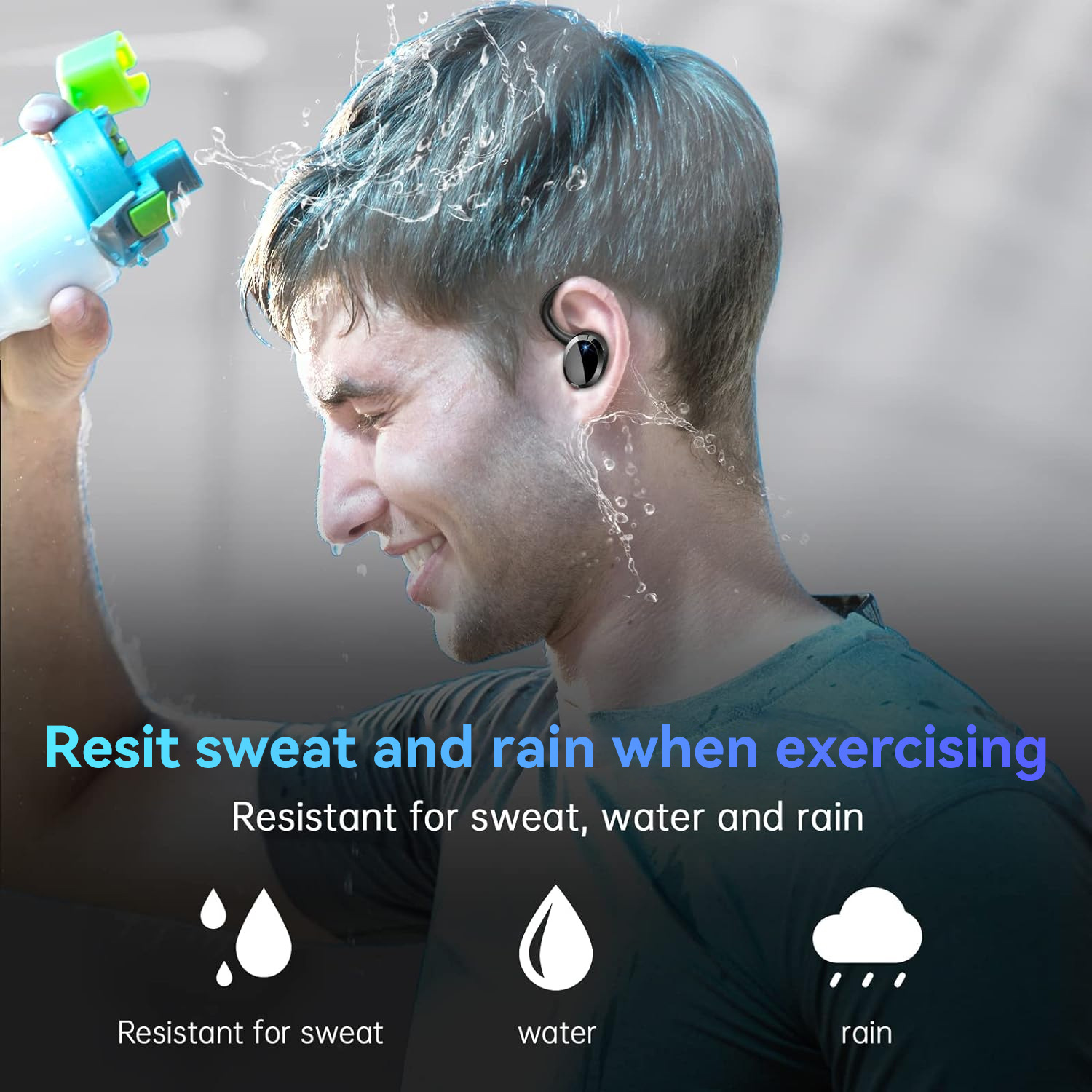 Digital Display Waterproof Sports Q38 Ear-mounted In-ear Noise Reduction Stereo Bluetooth Earphone - Image 3