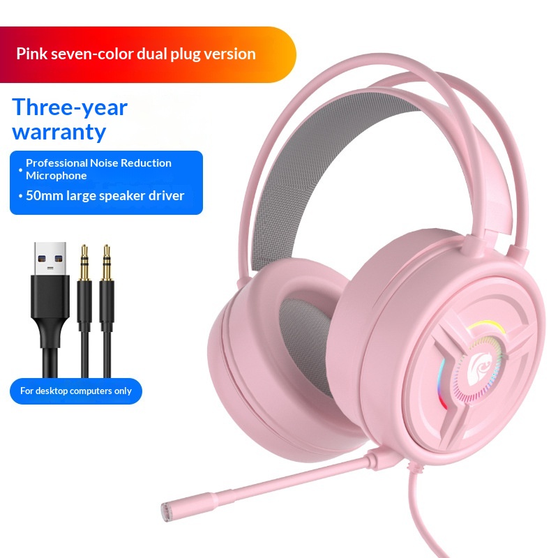 Pink Crystal Over-ear Wired Gaming Headset For PC And Laptop - Image 5