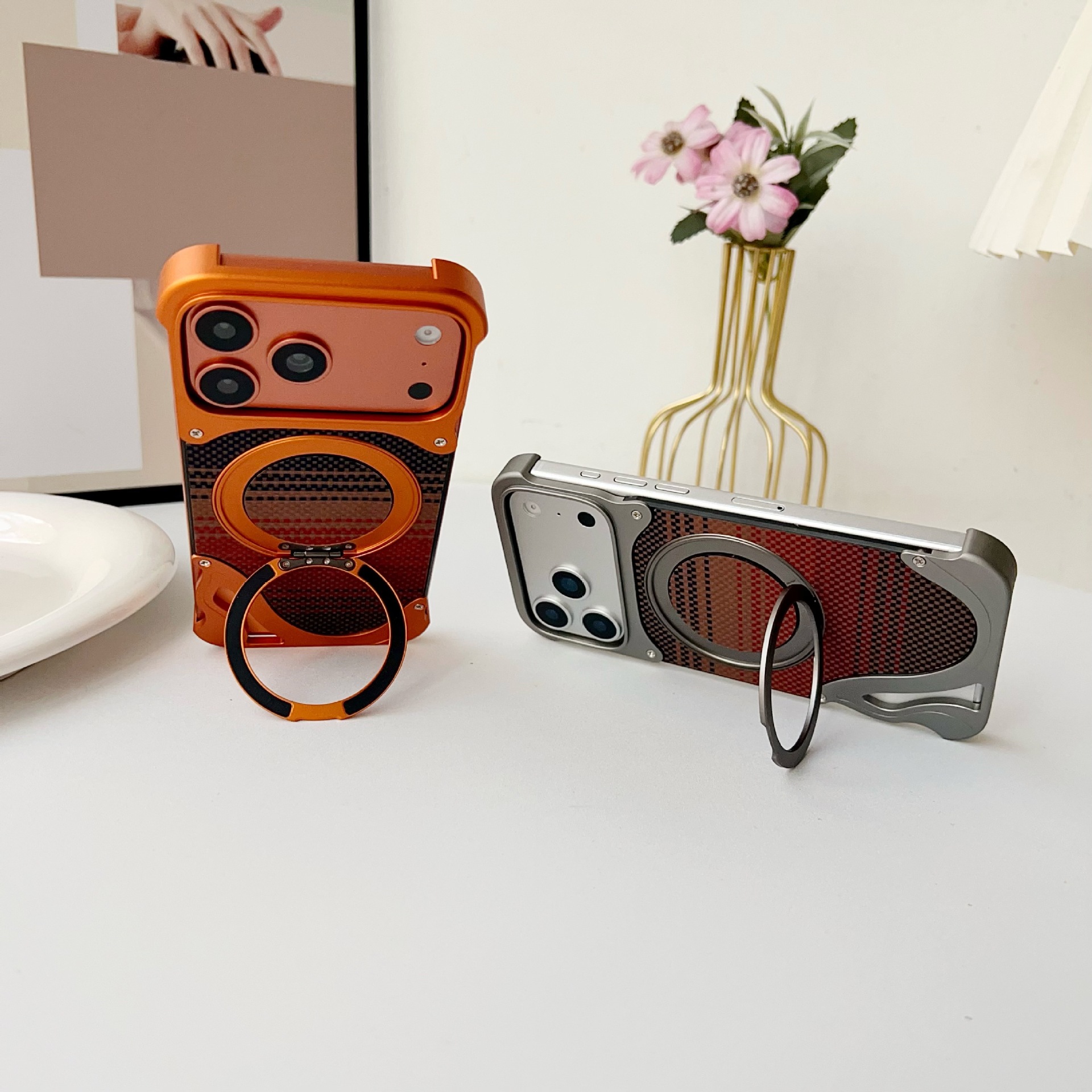 Metal Magnetic Mount Carbon Fiber Backplate Protective Case - Image 3