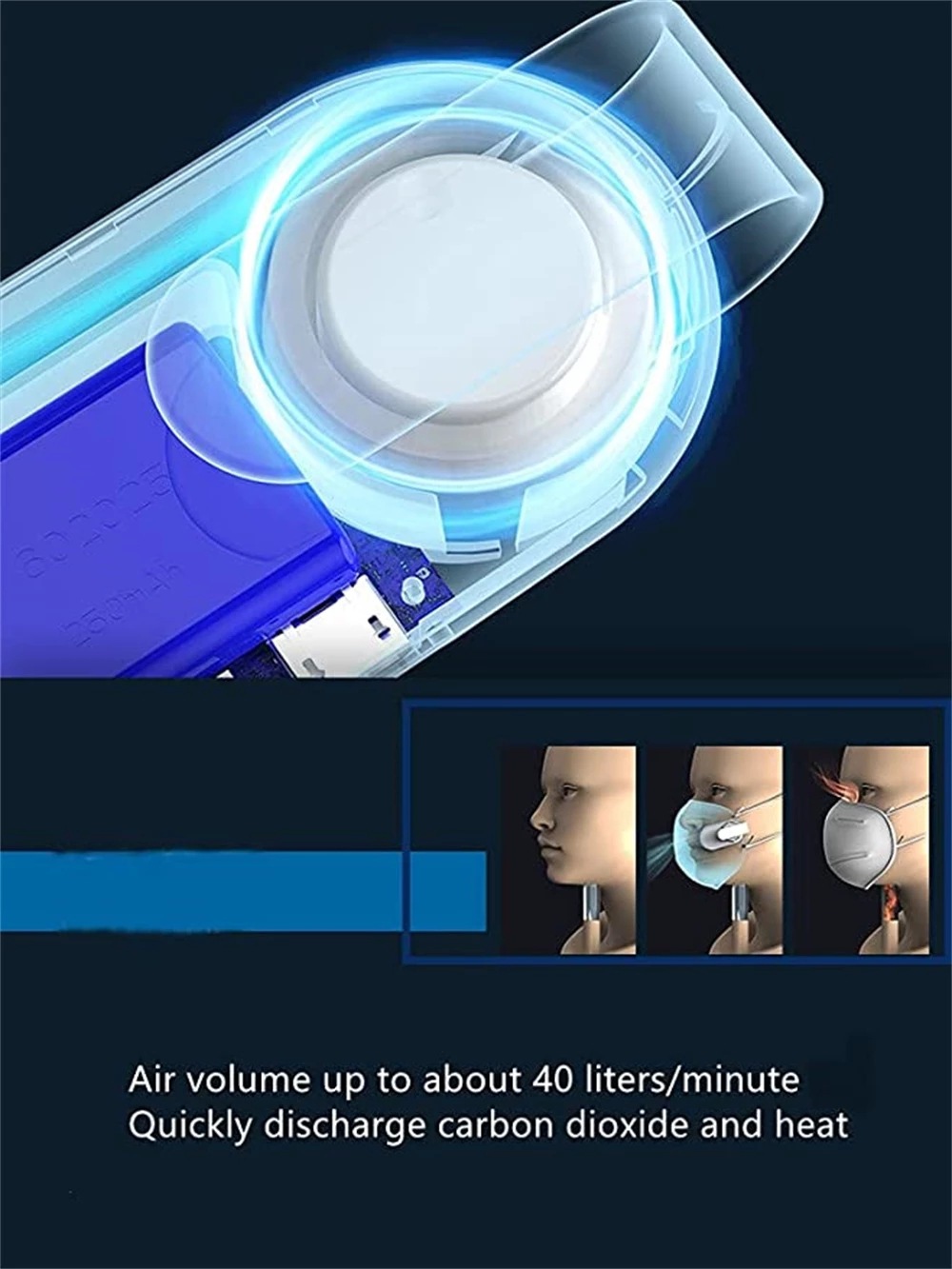 Clipped on Portable Fan For Face Mask - Image 3