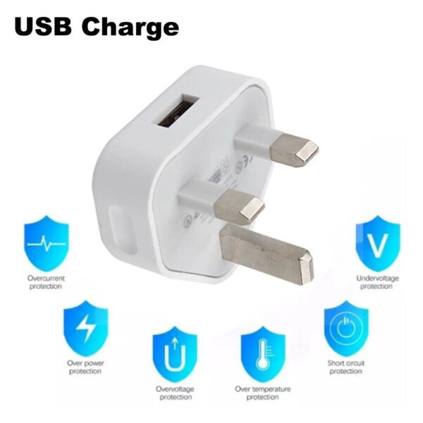 4 Pack UK USB Wall Charger 3 Pin Plug Mains Adapter For Phones, Tablets Power - FastPickStore
