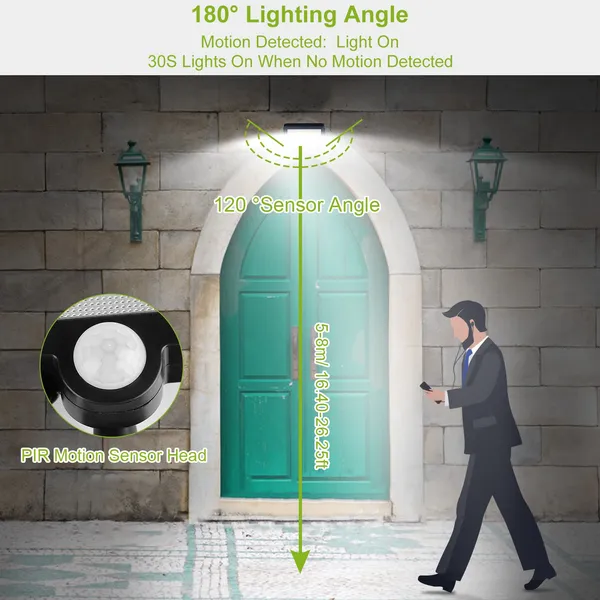 Solar Powered Wall Lights Outdoor 100 LED Beads Motion Sensor Lamp IP65 Waterproof Dusk To Dawn Sensor Light - Image 2