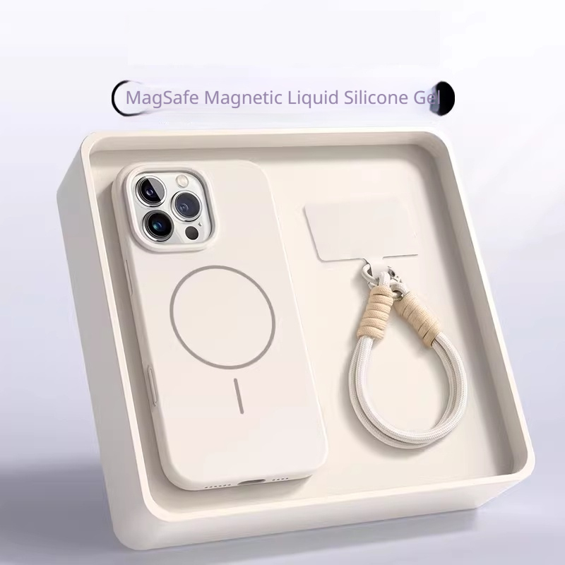 All-inclusive Drop-proof Lanyard Solid-color Magnetic Liquid Silicone Phone Case - Image 2