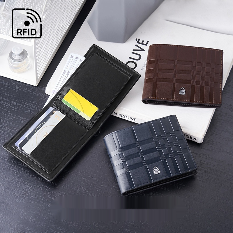 Men's Wallet Multiple Card Slots Short Chic Thin Striped