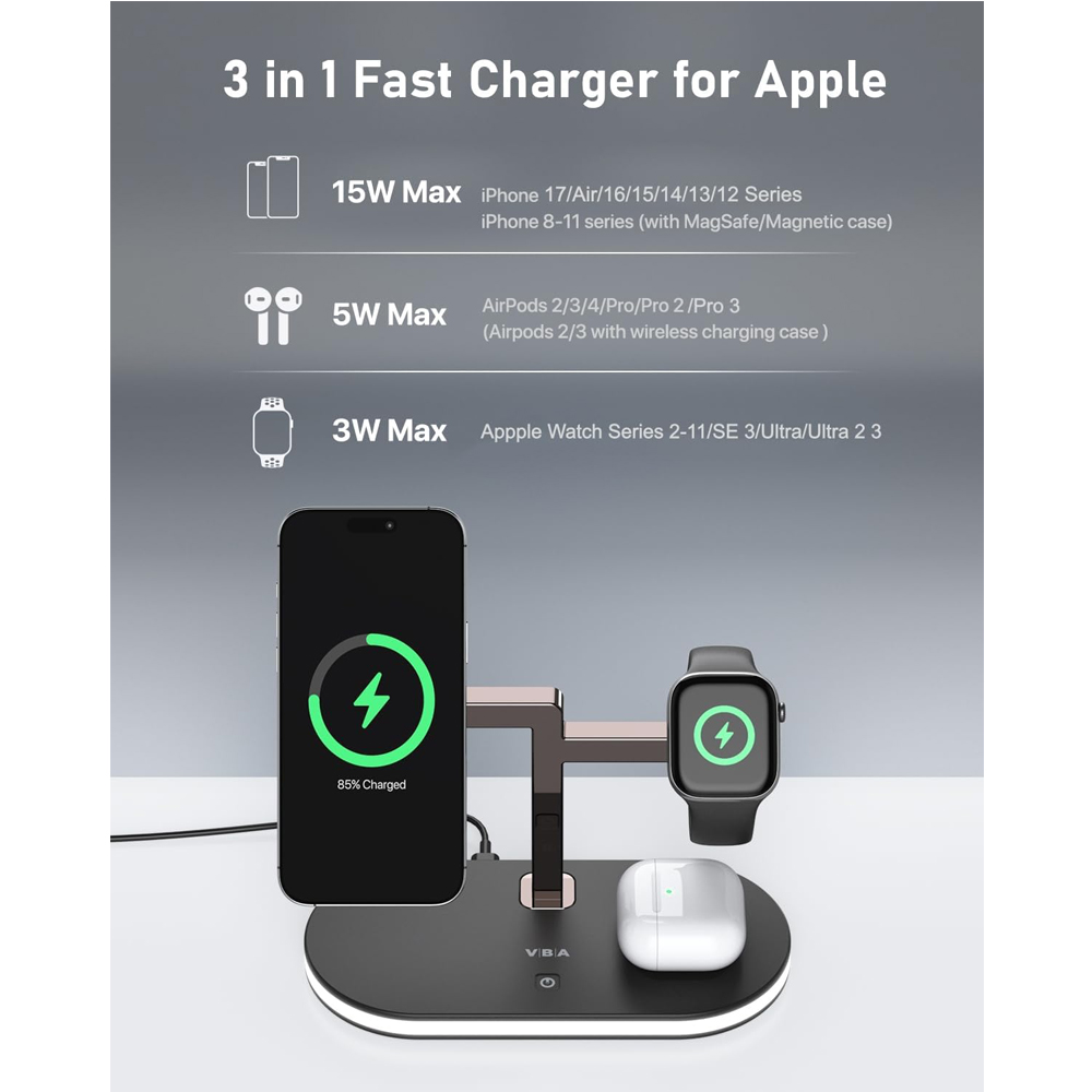 4 In 1 Aluminum Alloy Magnetic Wireless Charger Stand - Image 2