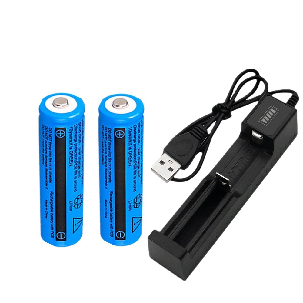 Li-ion Battery&Charger 3000mAh 3.7V Rechargeable Batteries USB Charger For Torch Flashlight - Image 3