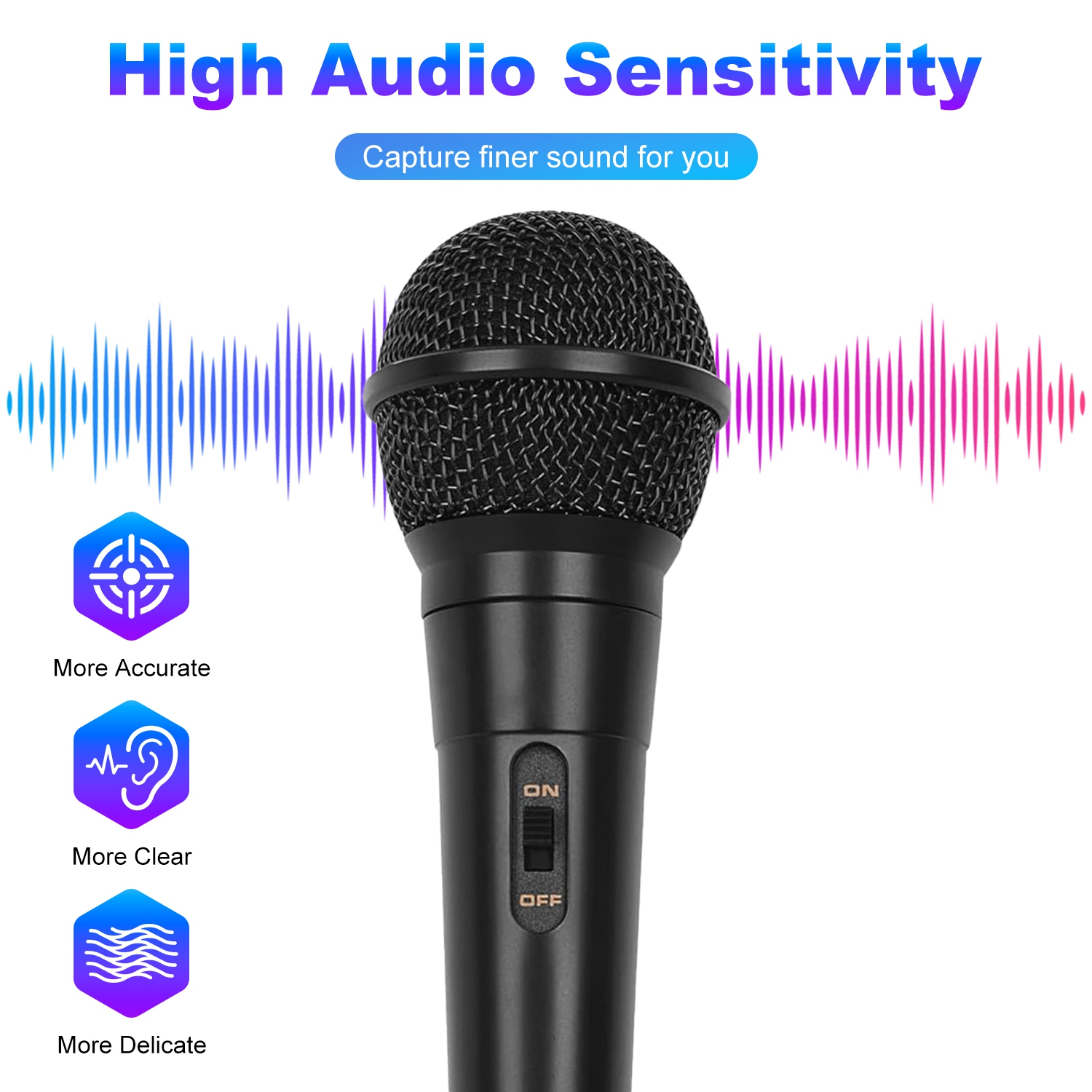 1Pc Handheld Wired Microphone Cardioid Dynamic Vocal Mic With On Off Button 13ft Cable 6.35 Mm Jack For Speaker Karaoke Ampilifier Mixer Professional Studio Live Performance - Image 3