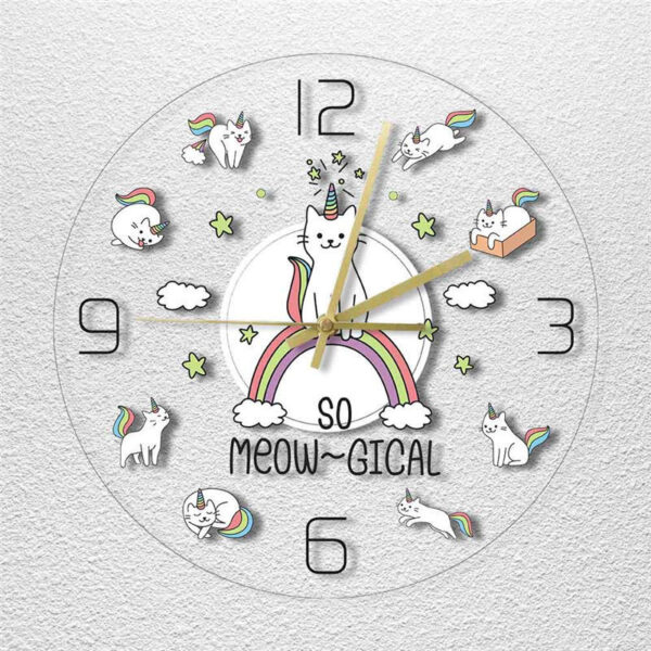 Acrylic Cute Cat Horn Beast Color Wall Clock