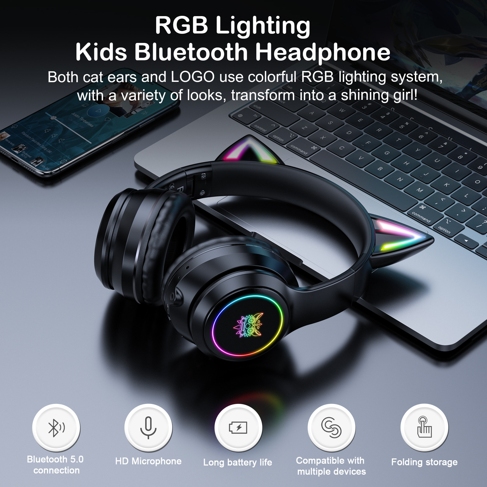ONIKUMA B90 Bluetooth Gaming RGB Headset - Image 3