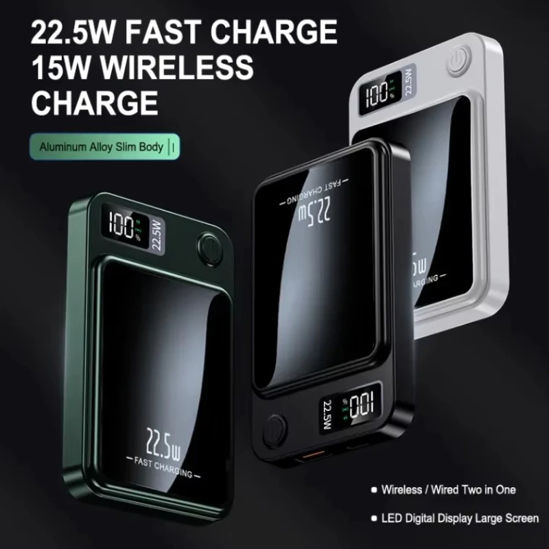 Magnetic Wireless Power Bank, Super Fast Charging, Portable External Battery Power Bank For IPhone, Samsung,