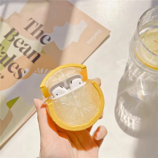 Creative Lemon Headphone Case Airpods1 2pro3 Generation Bluetooth Headset Silicone Soft Case Earphone Box