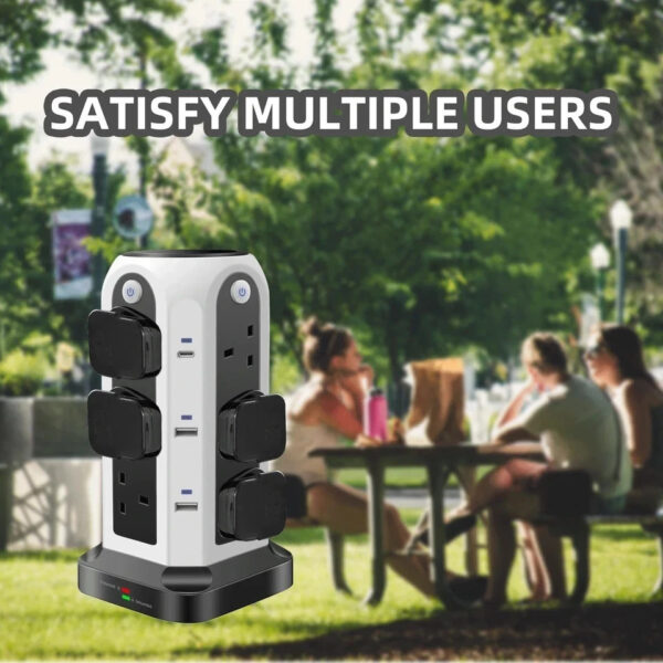Extension 12 Way Tower Power Lead USB Multi Socket Surge Protected Socket - FastPickStore