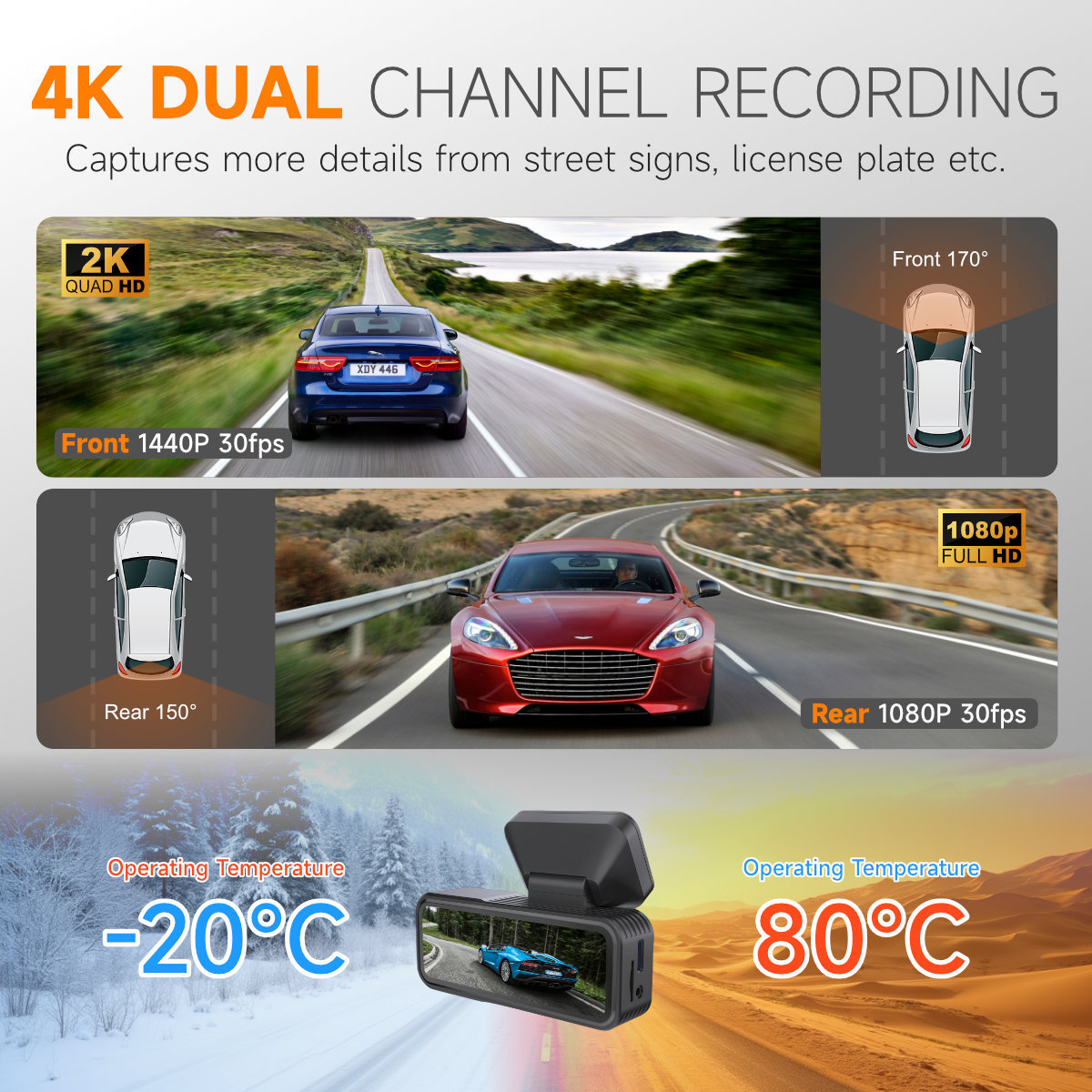 Driving Recorder Night Vision HD 4K 5Gwifi Dash Cam - Image 2