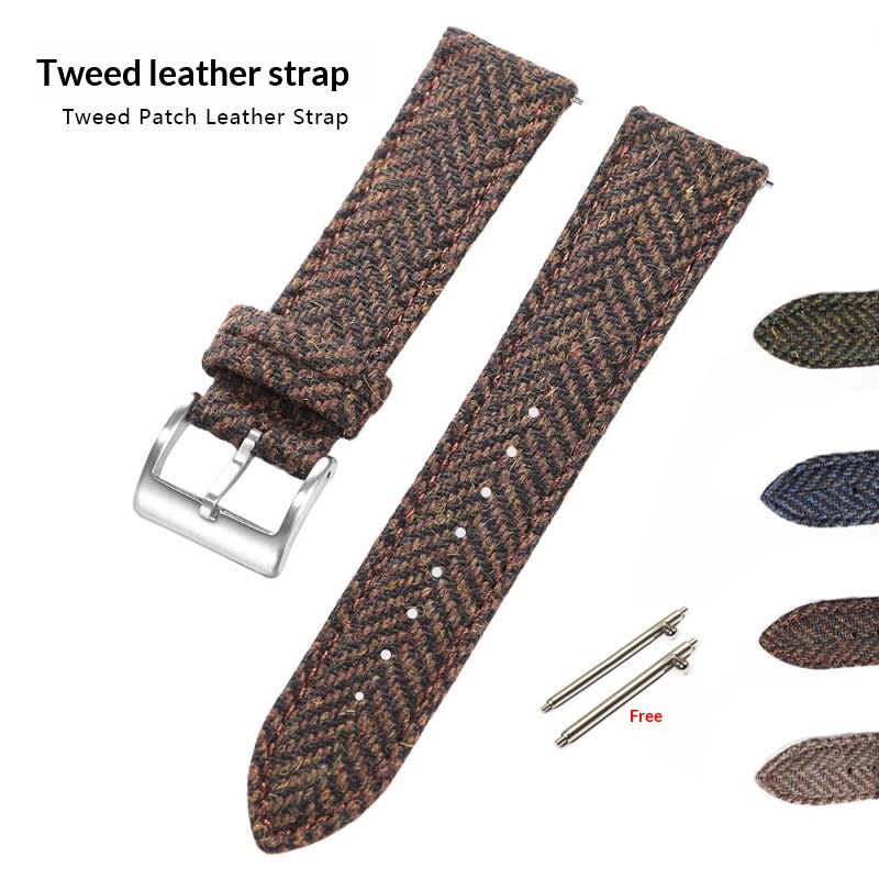 High-quality Tweed-finished Leather Watch Strap With Quick-release Mechanism, Vintage-style Wristband - Image 2