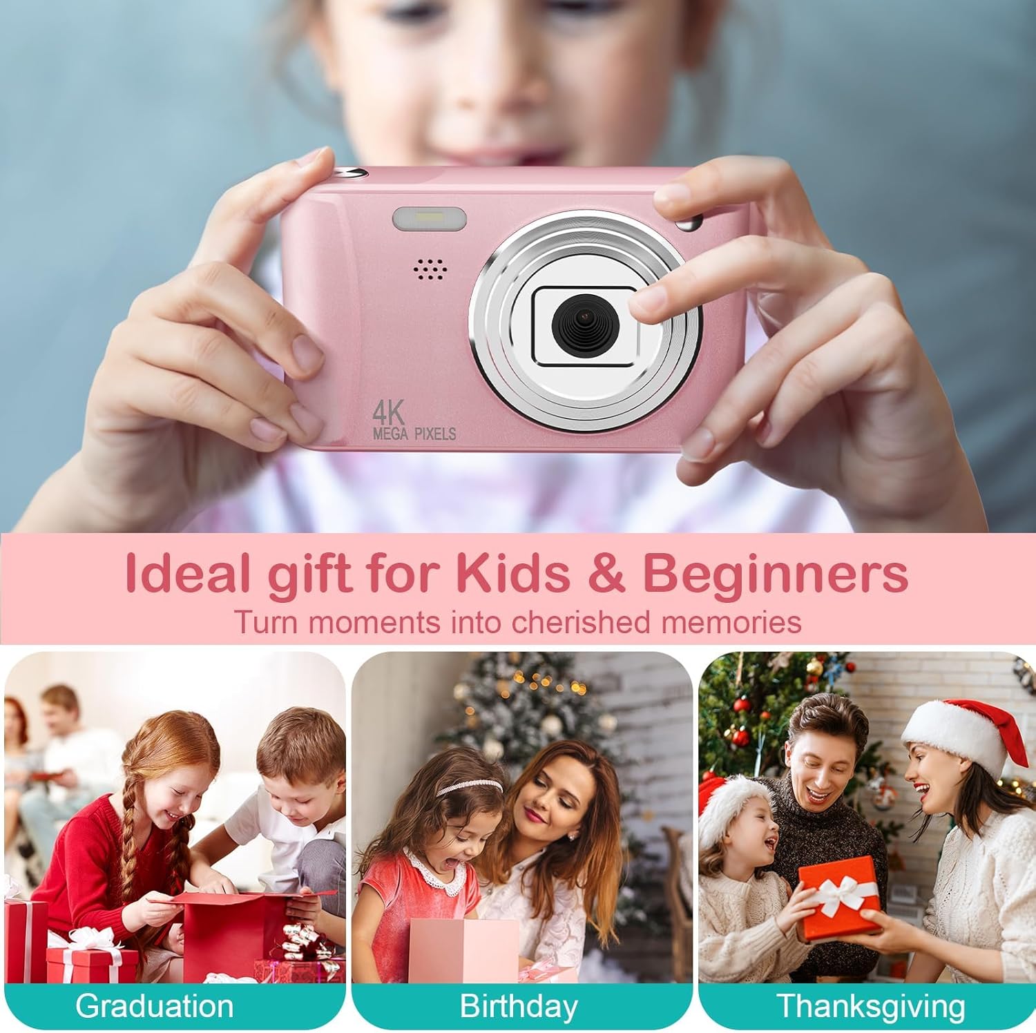 Kids Digital Camera Christmas Birthday Gifts With 32GB SD Card - Image 3