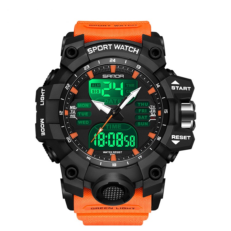 Sanda Green Light Photoelectric Alarm Clock Multifunctional Waterproof Shockproof Transparent Watch - Image 5
