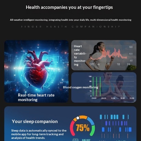 Smart Sleep And Heart Rate Monitoring Step Tracking And Waterprooffinger Ring - Image 2