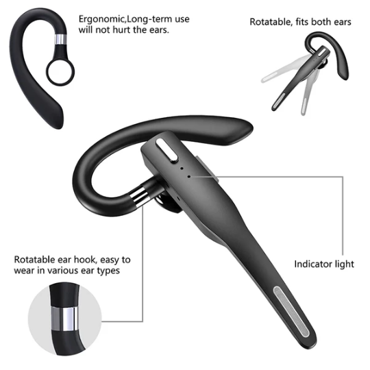 Trucker Wireless Headset Bluetooth 5.1 Earpiece Dual Mic Earbud Noise Cancelling - Image 2