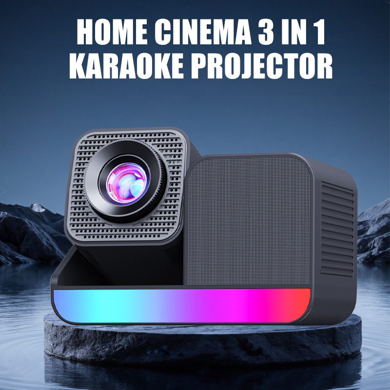 Karaoke Projector With Microphone 1080 HD Projector Home Theater Regional Agent Large Screen - Image 3