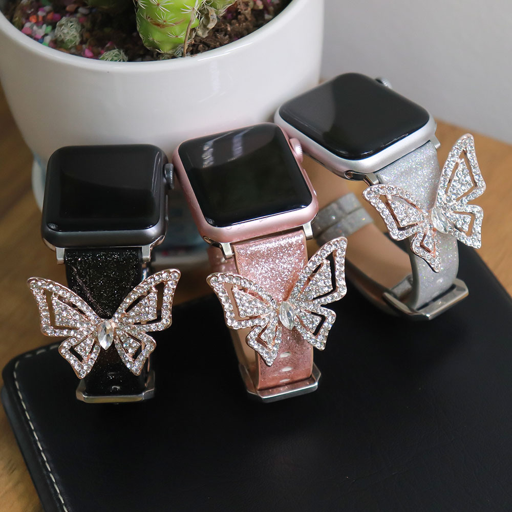 Apple Watch With Glitter Diamond Butterfly - Image 2