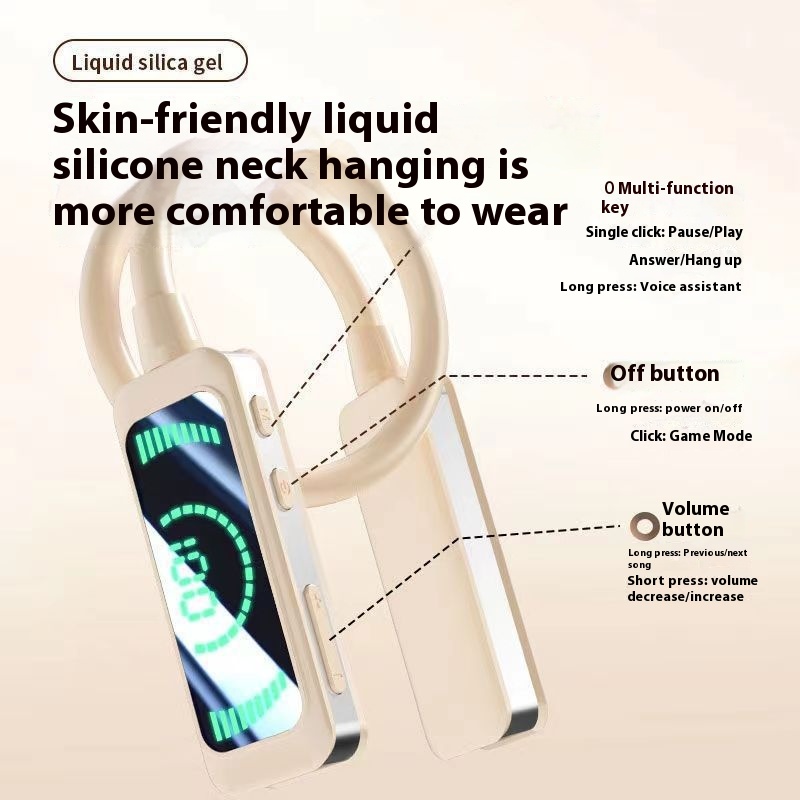 Neck-mounted Wireless Noise Reduction Digital Display Ultra Bluetooth Headset - Image 3