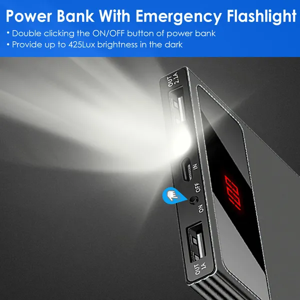 20000mAh Power Bank Ultra Thin External Battery Pack Phone Charger Dual USB Port
