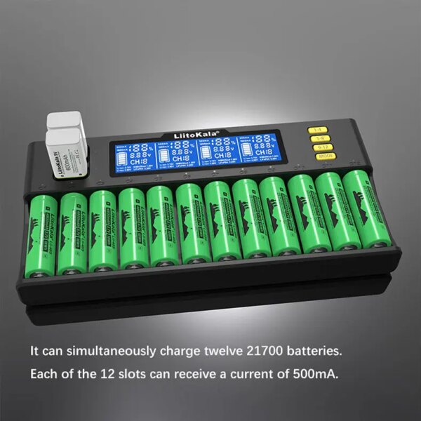 Lii-S12 12-slot LCD 217009V Battery Charger