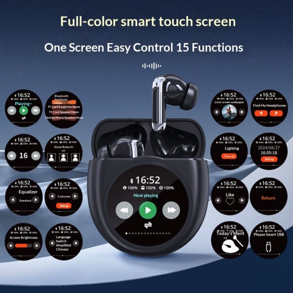 Noise-canceling Wireless Bluetooth Headphones With A Screen