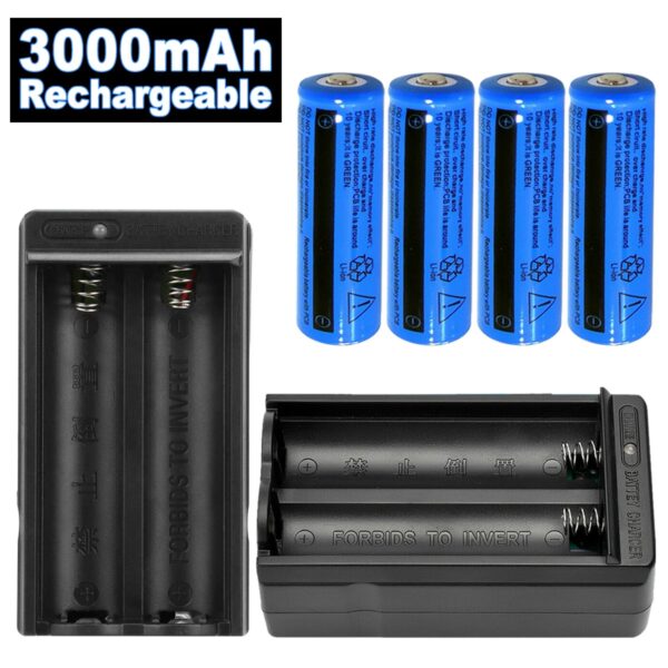 Li-ion Battery&Charger 3000mAh 3.7V Rechargeable Batteries US Plug For Torch