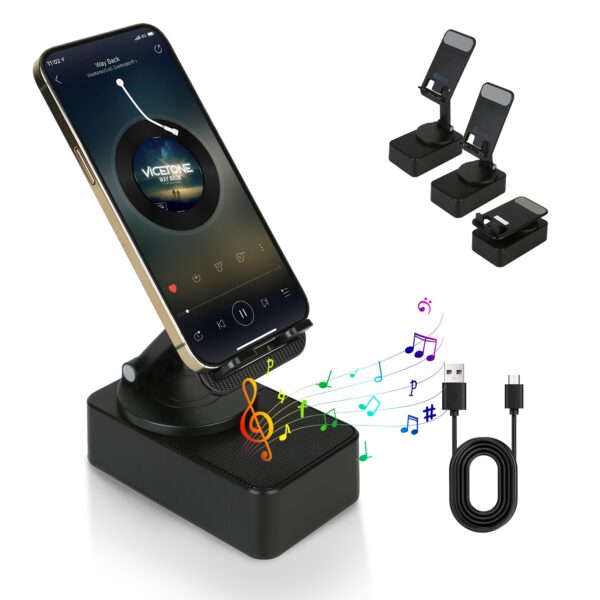 1Pc 4 In 1 Foldable Wireless Speaker Phone Stand With Power Bank 360Degree Rotat