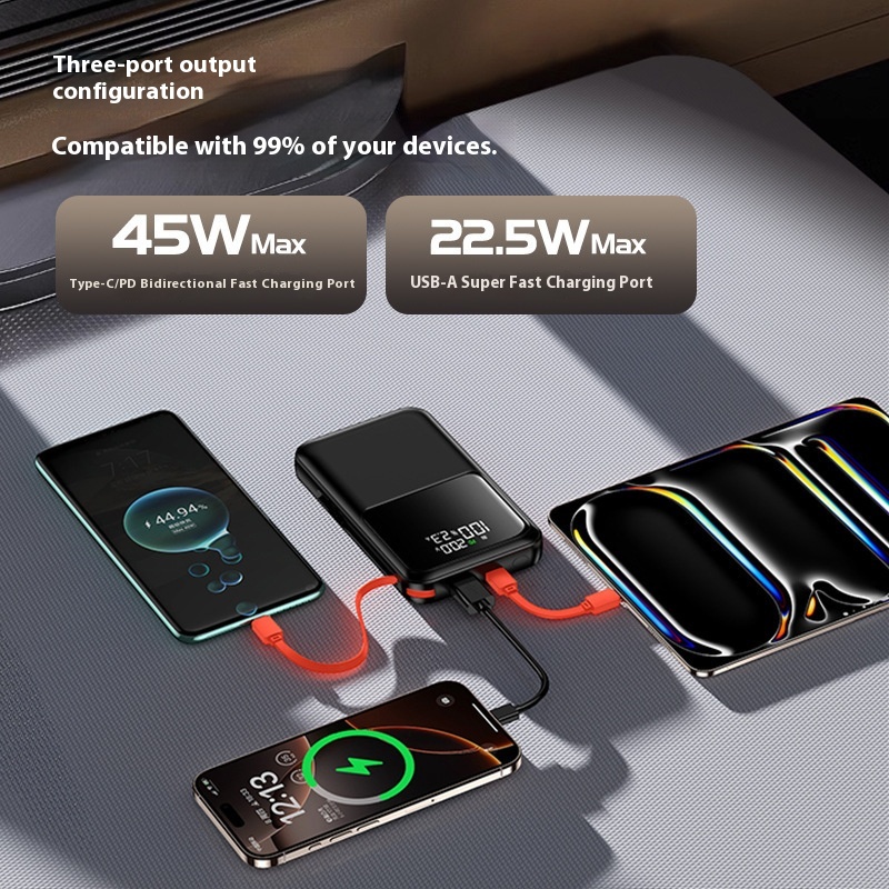 3C Certified 45W Power Bank With Cable 20000 MA Mobile Power Supply - Image 2